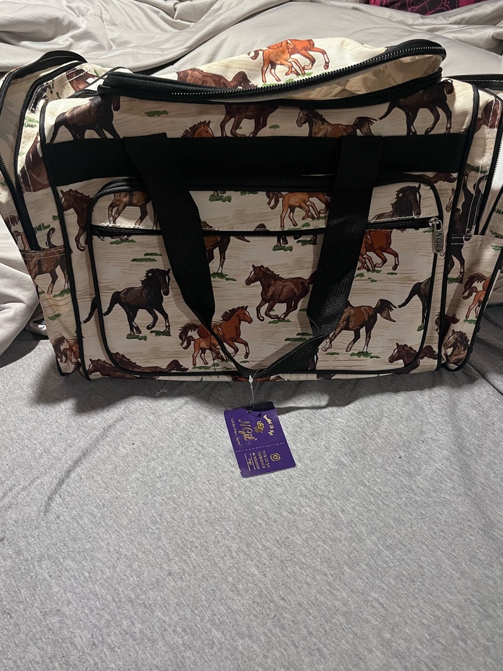Horse Print Canvas Tote Bag duffel